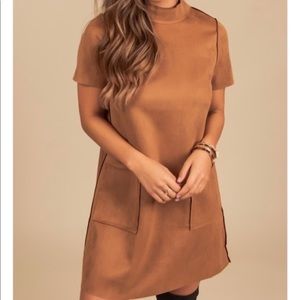Camel dress- mock neck suede (NWT)